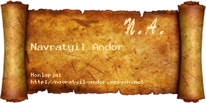 Navratyil Andor névjegykártya